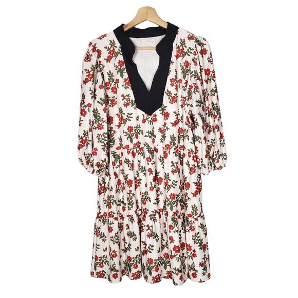 Smith & Quinn Tory Floral Puff Sleeve Mini Dress Hollyhock Bloom Size Large - Picture 2 of 9